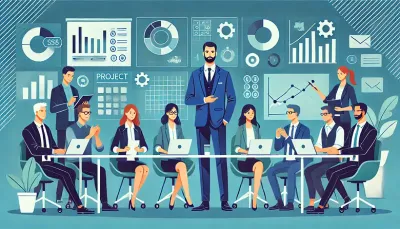 会議室で専門知識を共有し戦略を練るプロフェッショナルチーム